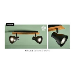 Rampe 2 Spots Atelier Métal Et Bois Ostaria -Promos Meubles Boutique rampe 2 spots atelier metal et bois ostaria 2