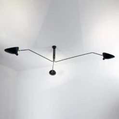 Serge Mouille Ceiling Lamp With Three Rotating Arms In Black -Promos Meubles Boutique serge Mouille 3 Rotating Arms Ceiling Lamp master master