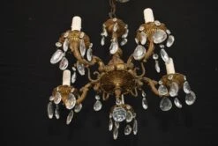Beautiful Small Brass/glass Chandelier -Promos Meubles Boutique small 1940 sp light dibs 4 master