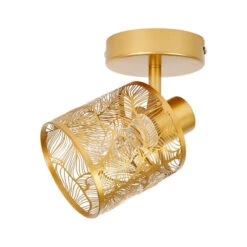 Spot Calathéa Métal Ajouré Doré Ostaria -Promos Meubles Boutique spot calathea metal ajoure dore ostaria 3