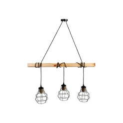 Suspension Indus Barre En Bois 3 Cordons Ostaria -Promos Meubles Boutique suspension industrielle barre en bois 3 cordons ostaria 2