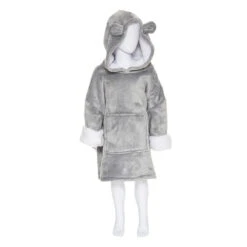 Sweat Plaid à Capuche Ours Gris Enfant Atmosphera