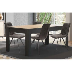Table à Manger 160 Cm Coloris Noir Et Bois Wiva -Promos Meubles Boutique table a manger lodz 160cm 2