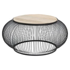 Table Basse X2 Métal Et Bois De Manguier Esther Atmosphera -Promos Meubles Boutique table basse x2 en metal et bois de manguier atmosphera 4