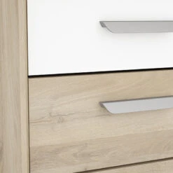 Demeyere Table De Chevet 3 Tiroirs Naturel Et Blanc Santorini -Promos Meubles Boutique table de chevet 3 tiroirs naturel et blanc santorini 2