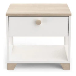 Demeyere Table De Chevet Izzy 1 Tiroir Blanc Et Bois -Promos Meubles Boutique table de chevet izzy 1 tiroir blanc bois 2