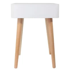 Table De Chevet Pieds Bois 1 Tiroir Blanc -Promos Meubles Boutique table de chevet pieds bois 1 tiroir blanc 2