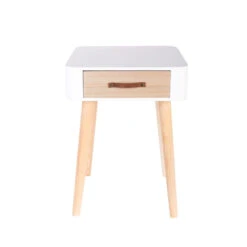 Table De Chevet Pieds Bois 1 Tiroir Blanc -Promos Meubles Boutique table de chevet pieds bois 1 tiroir blanc 3