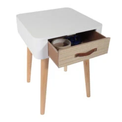 Table De Chevet Pieds Bois 1 Tiroir Blanc -Promos Meubles Boutique table de chevet pieds bois 1 tiroir blanc 4