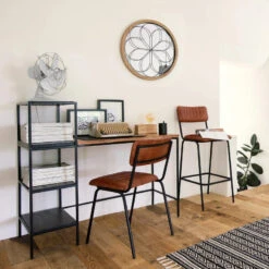 Tabouret De Bar En Cuir Marron Dario Atmosphera -Promos Meubles Boutique tabouret bar cuir marron dario atmosphera 1