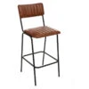 Tabouret De Bar En Cuir Marron Dario Atmosphera -Promos Meubles Boutique tabouret bar cuir marron dario atmosphera
