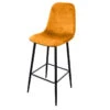 Tabouret De Bar En Velours Jaune Pieds Métal Inoui -Promos Meubles Boutique tabouret de bar en velours jaune pieds metal inoui