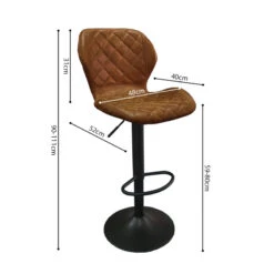Tabouret De Bar Malaga PU Cognac -Promos Meubles Boutique tabouret de bar malaga pu cognac 3