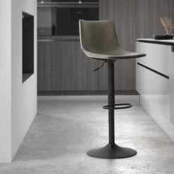 Tabouret De Bar Réglable Trevi PU Gris -Promos Meubles Boutique tabouret de bar reglable trevi pu gris 1 2