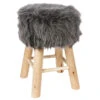 Tabouret Fourrure Gris Atmosphera -Promos Meubles Boutique tabouret fourrure gris atmosphera