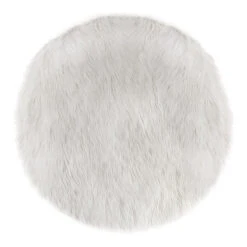Tapis Rond 90 Cm Fausse Fourrure Blanche Atmosphera