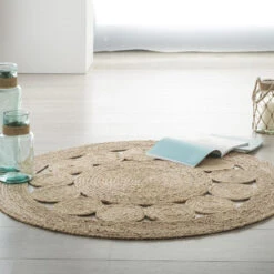 Tapis Rond Ajouré En Jute Atmosphera -Promos Meubles Boutique tapis rond ajoure en jute atmosphera 1