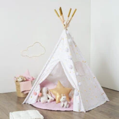 Tipi Décoratif 160 Cm Pour Enfant Blanc Atmosphera -Promos Meubles Boutique tipi 5 pieds decoratif pour enfant blanc atmosphera 1 5