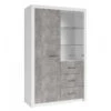 Vitrine 2 Portes Blanc Et Gris Béton Gent -Promos Meubles Boutique vitrine 2 portes blanc et gris beton gent