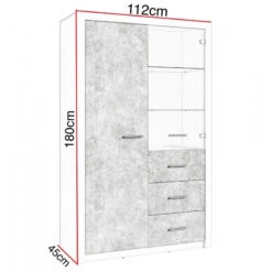 Vitrine 2 Portes Blanc Et Gris Béton Gent 10 Vitrine 2 Portes Blanc Et Gris Béton Gent -Promos Meubles Boutique vitrine 2 portes blanc et gris beton gent 3