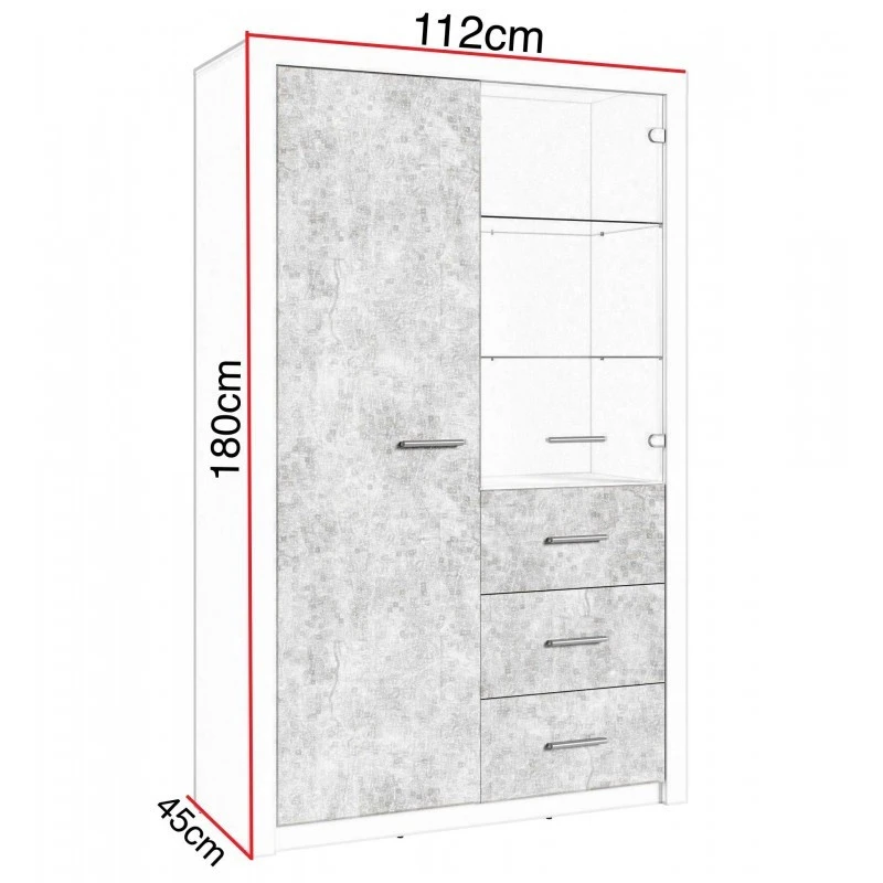 Vitrine 2 Portes Blanc Et Gris Béton Gent 6 Vitrine 2 Portes Blanc Et Gris Béton Gent – Image 4