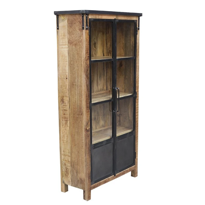 Vitrine 2 Portes Bois De Manguier Et Métal 4 Vitrine 2 Portes Bois De Manguier Et Métal – Image 2