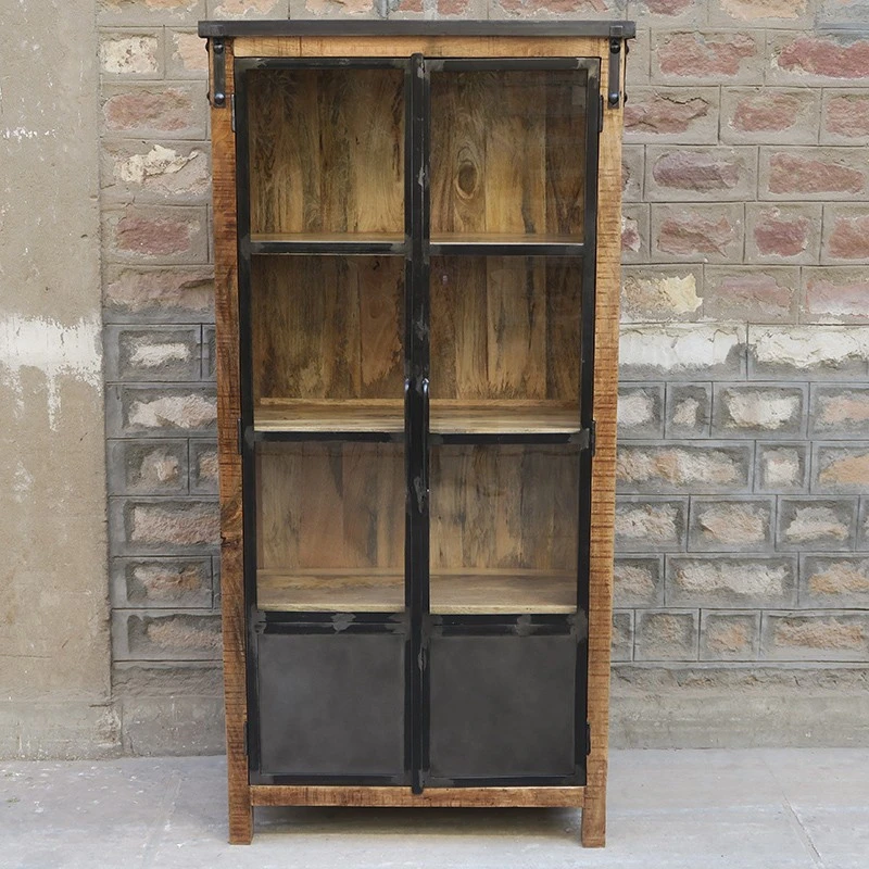 Vitrine 2 Portes Bois De Manguier Et Métal 5 Vitrine 2 Portes Bois De Manguier Et Métal – Image 3