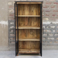 Vitrine 2 Portes Bois De Manguier Et Métal 12 Vitrine 2 Portes Bois De Manguier Et Métal -Promos Meubles Boutique vitrine 2 portes bois de manguier et metal 1 3