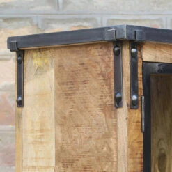 Vitrine 2 Portes Bois De Manguier Et Métal 13 Vitrine 2 Portes Bois De Manguier Et Métal -Promos Meubles Boutique vitrine 2 portes bois de manguier et metal 1 4