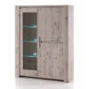 Vitrine 3 Portes LED Coloris Bois Clair Warschau -Promos Meubles Boutique vitrine 3 portes led coloris bois clair warschau