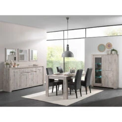 Vitrine 3 Portes LED Coloris Bois Clair Warschau -Promos Meubles Boutique vitrine 3 portes led coloris bois clair warschau 2