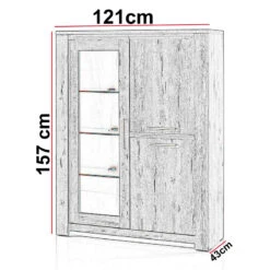 Vitrine 3 Portes LED Coloris Bois Clair Warschau -Promos Meubles Boutique vitrine 3 portes led coloris bois clair warschau 3