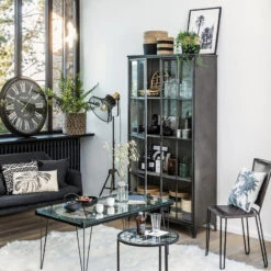 Vitrine Bibliothèque Broc Métal Noir Atmosphera -Promos Meubles Boutique vitrine bibliotheque broc metal noir atmosphera 2
